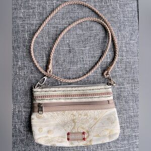 Sakroots cream and gold zip top purse Excellent condition